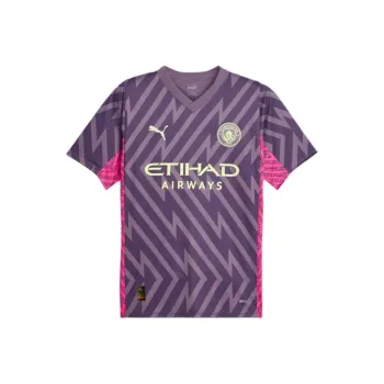 PUMA Essentials Manchester City Men's Goalkeeper Short Sleeve Jersey Soccer Jerseys Men's Purple Charcoal
