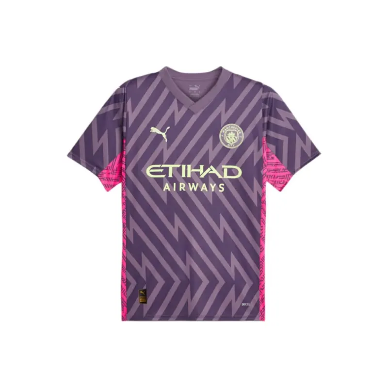 PUMA Essentials Manchester City Men's Goalkeeper Short Sleeve Jersey Soccer Jerseys Men's Purple Charcoal-0