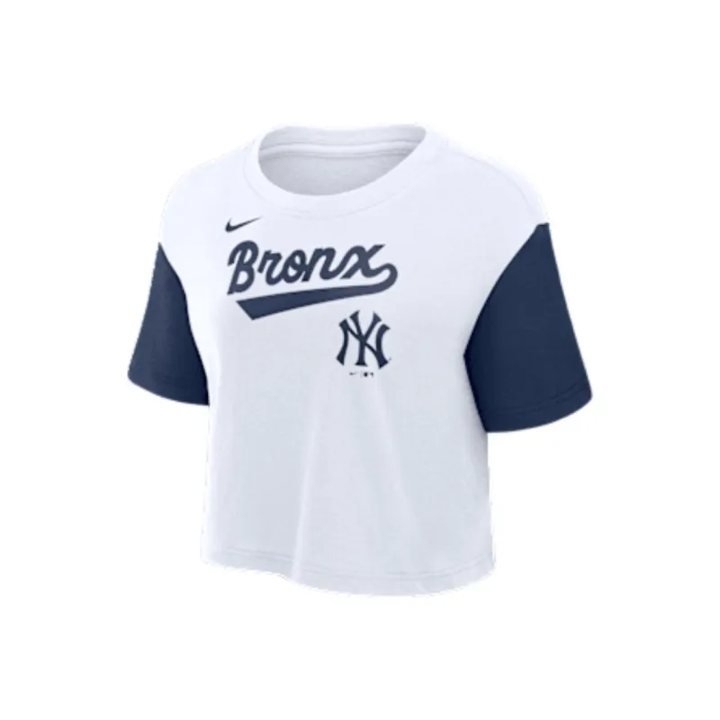 Nike New York Yankees Script Women's Nike Dri FIT Mlb Cropped T Shirt-0