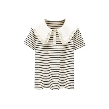 Cypress House T Shirt Women's Beige With Black Stripes
