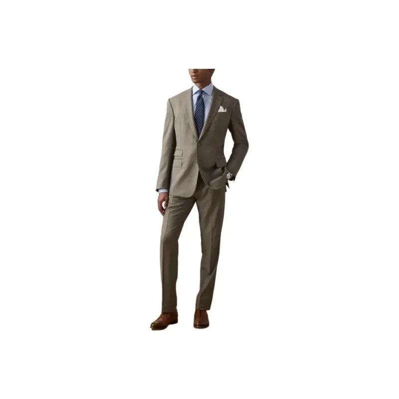 Polo Ralph Lauren Kent Hand-Tailored Sharkskin Suit Business Suits Men's Brown-0