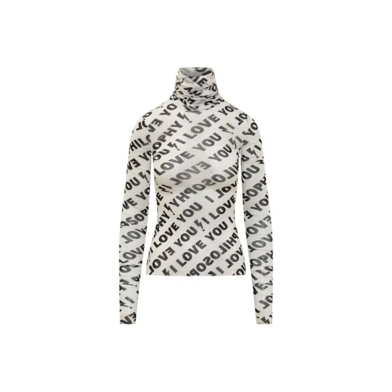 PHILOSOPHY DI LORENZO SERAFINI I Love You print Tulle Top-0