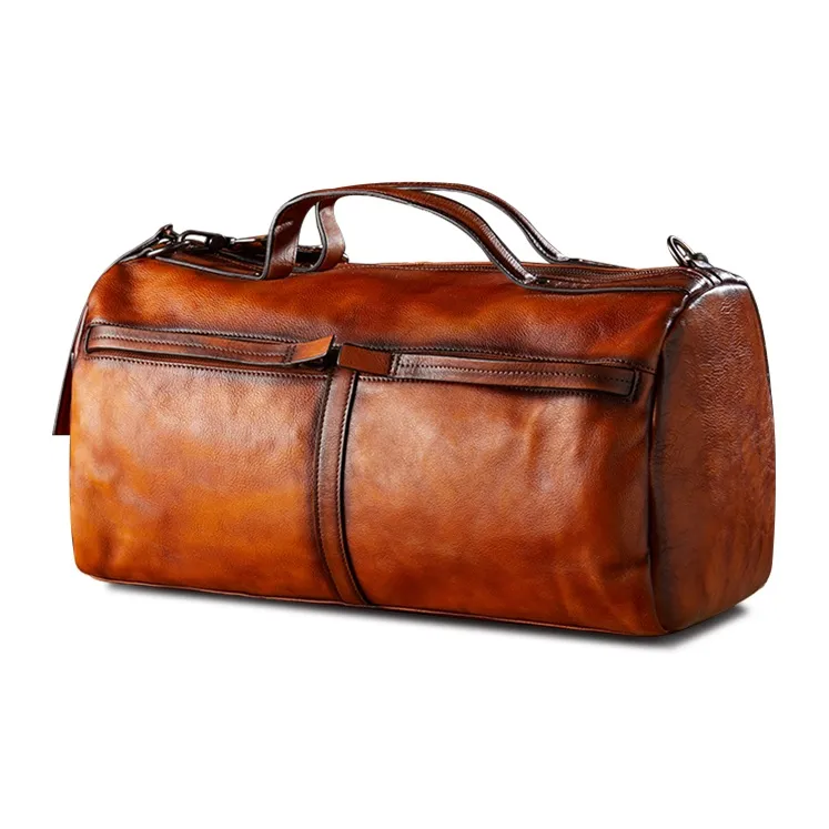 Simple&nature Cow Leather Travel Bag Unisex Light Brown-3