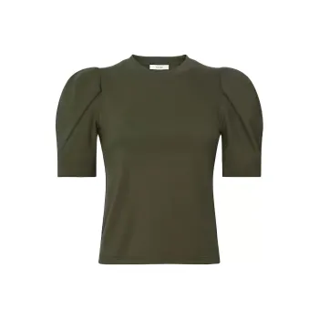 FRAME Puff Sleeve T Shirt Women's Army Green