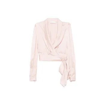 Zimmermann Cropped Satin Wrap Top