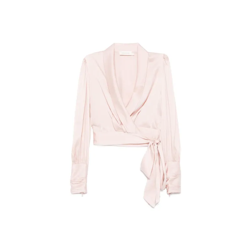 Zimmermann Cropped Satin Wrap Top-0