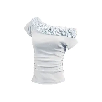 HUINIAN T Shirt Women's Light Gray Blue