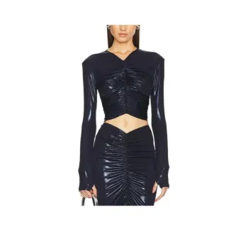 NORMA KAMALI Crop Tops Women's Marine Blue