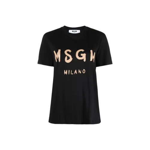 MSGM Logo Printed Crewneck T Shirt