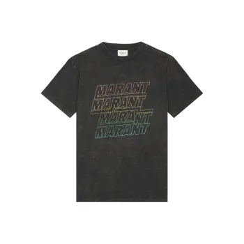 ISABEL MARANT ETOILE SS24 Drop Shoulder Sleeve T Shirt Women's Faded Black