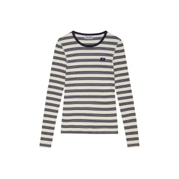 GANNI Striped Rib Long Sleeve T Shirt