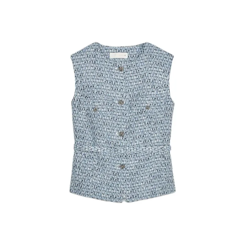 ZARA Tank Top Women's White/Sky Blue-0