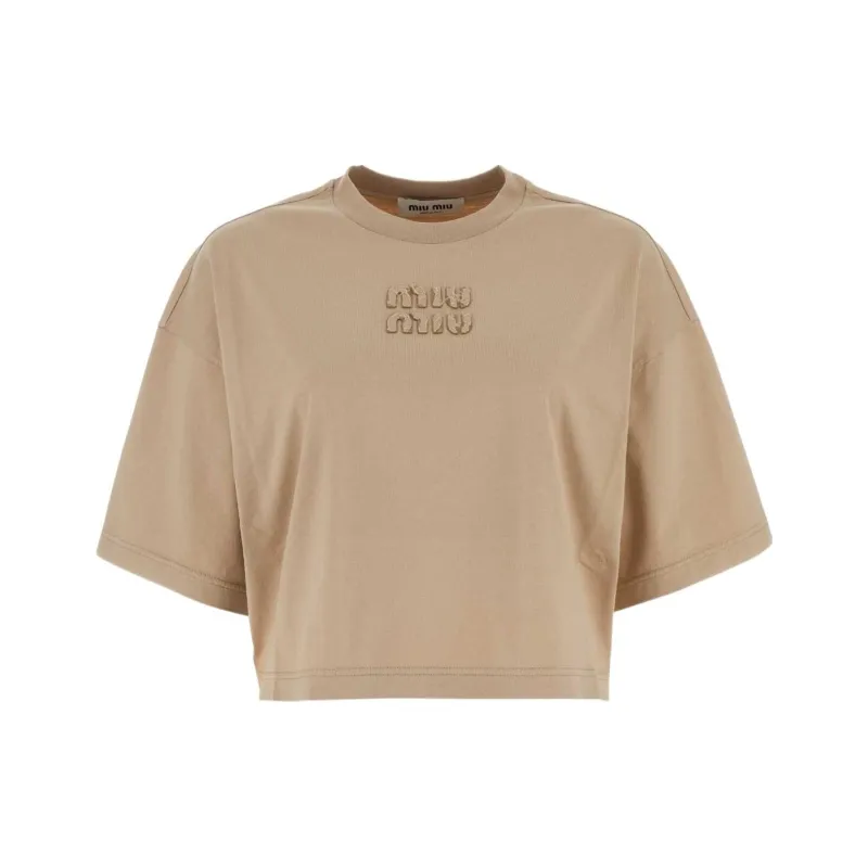 MIU MIU Logo embroidered T shirt-0