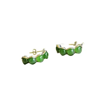 Jade Ink Love Hetian Jade Earrings Jasper Women's