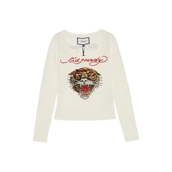 Ed Hardy Long Sleeved T Shirt Women's Ivory White