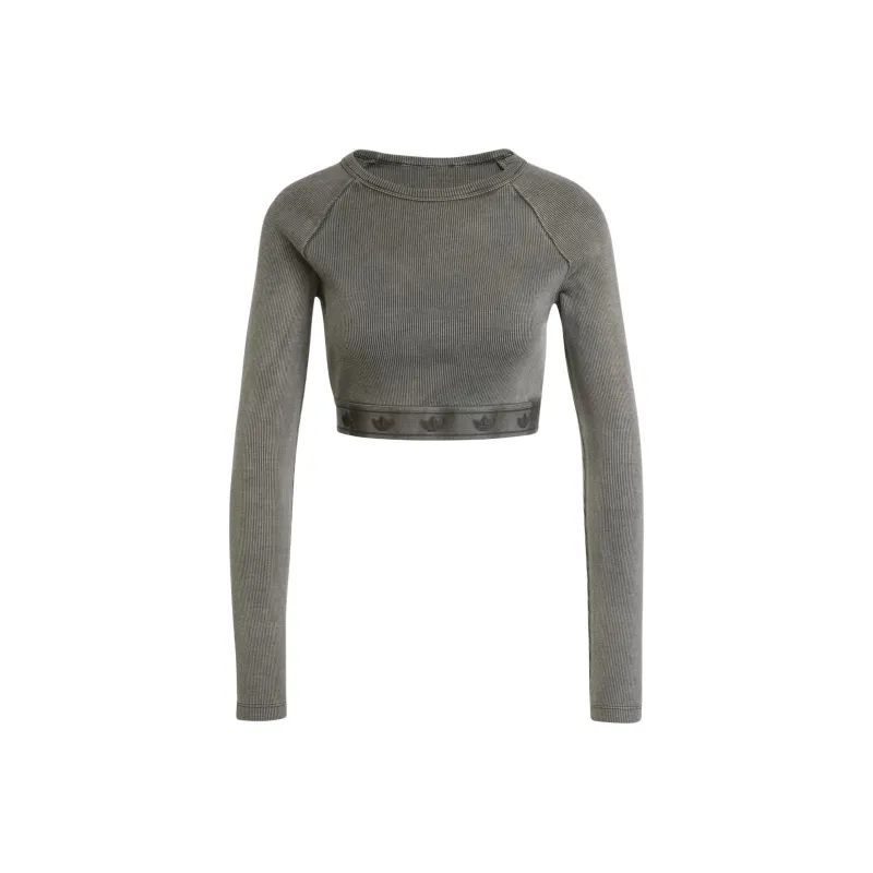 Adidas Originals Ribbed Long Sleeve Crop Top-0