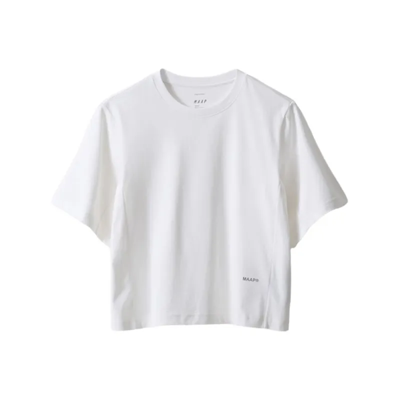 MAAP Lifestyle Collection Casual Cropped Versatile Short Sleeved T Shirt Women's White-0