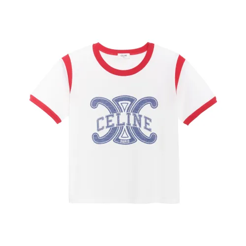 CELINE FW22 Women's Cotton Jersey Triomphe T Shirt White