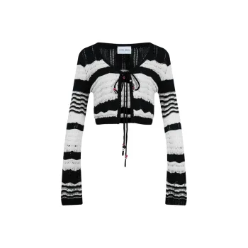 Valeria Obbaco Crop Tops Women's Black/White