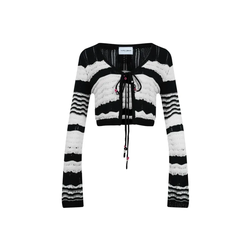 Valeria Obbaco Crop Tops Women's Black/White-0