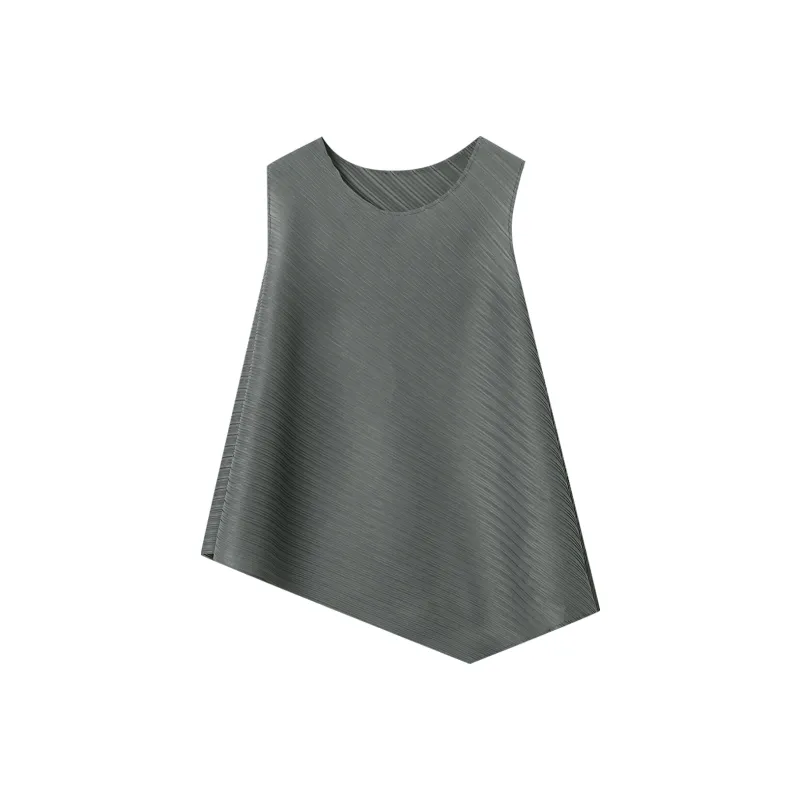 THE SEA LIFE 25 Summer Irregular Sleeveless Tank Top Women's Dove Gray-0