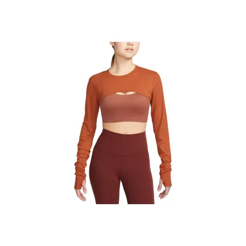 nike ivory Crop Tops Women's Darker Reddish Umber