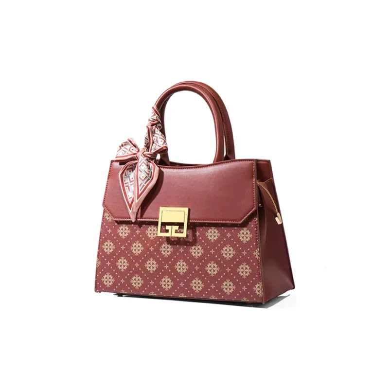 CLEVER& KETCH Leather Shoulder Bag, Crossbody Bag, Handbag Women's Red-2