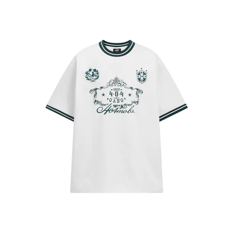404MOB GANG Drop Shoulder Sleeve T Shirt Unisex White-0