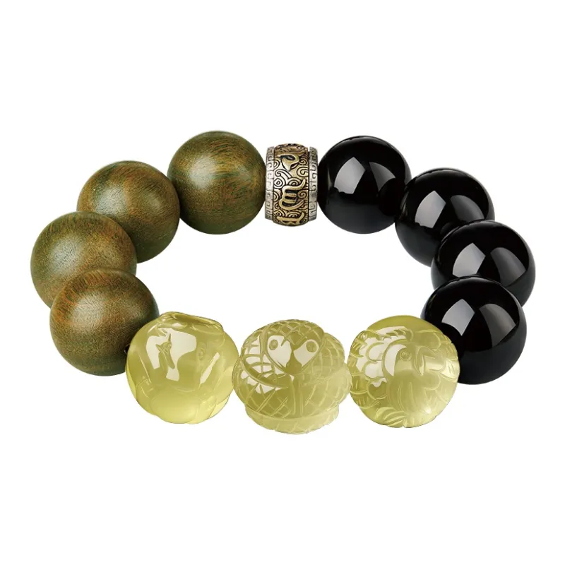Yi Mingju Green Sandalwood Bracelets Men's-9