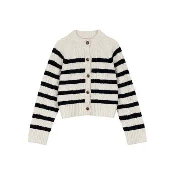 DOEN RITA CARDIGAN Sweater Women's Black White Stripes