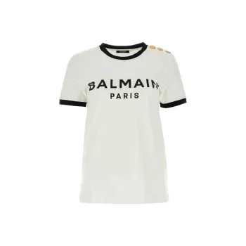 BALMAIN 3-Button Logo-print Cotton Top