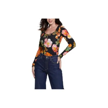 GUESS Eco Karla Floral Henley Tee T-Shirt Women's Multicolor