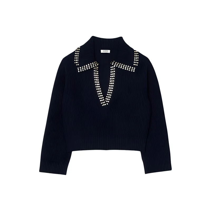Sandro Crystal embellished Wool Jumper-0