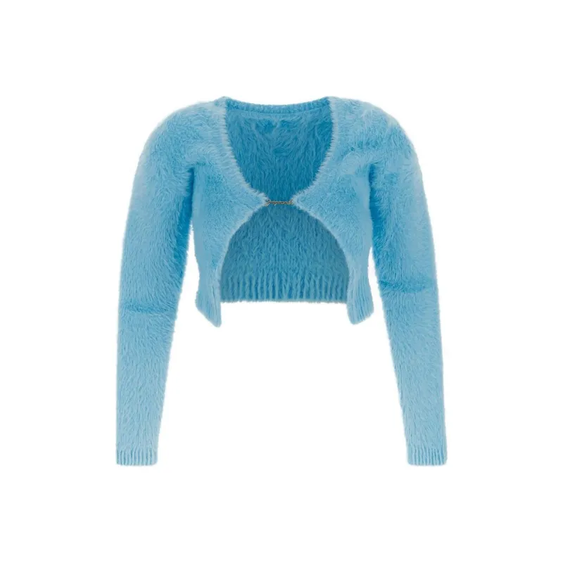 Jacquemus Fluffy Charm Logo Open Front Cardigan-0