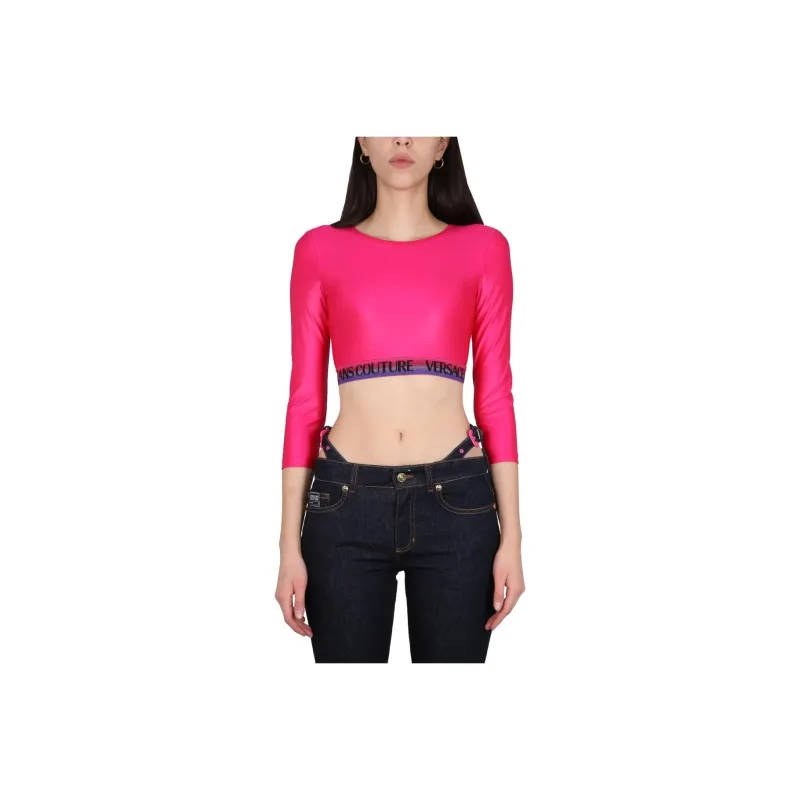 VERSACE JEANS COUTURE Crewneck Cropped Top-0