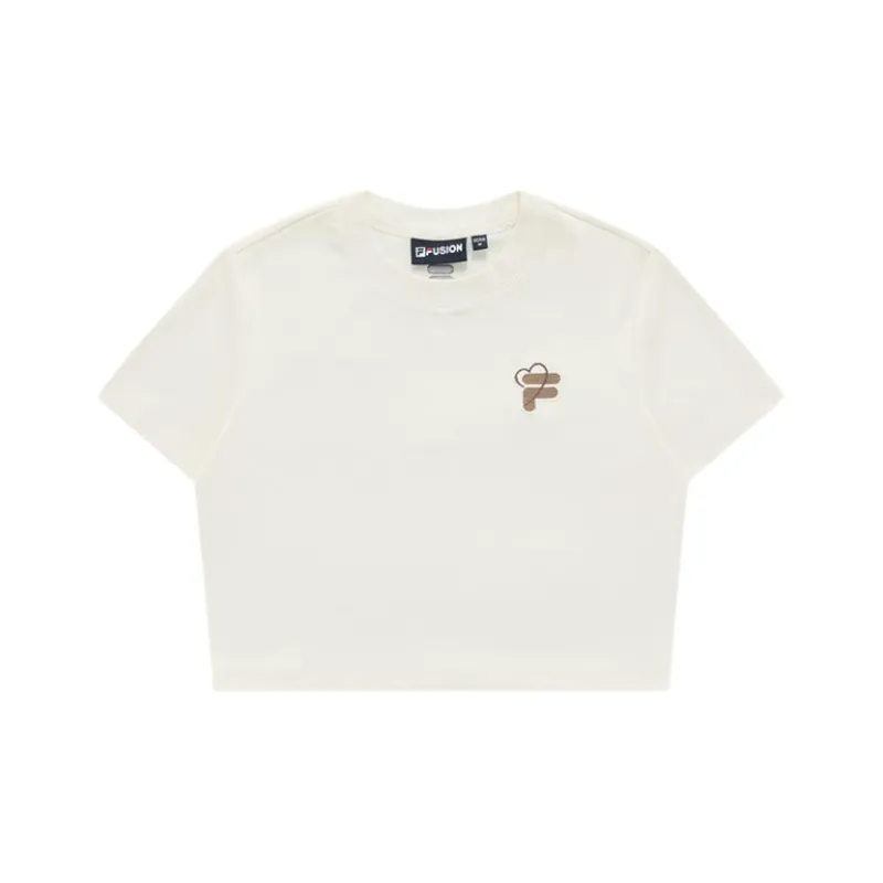 FILA FUSION Set-in Sleeve T-Shirt Women's Imitation Antique White-0