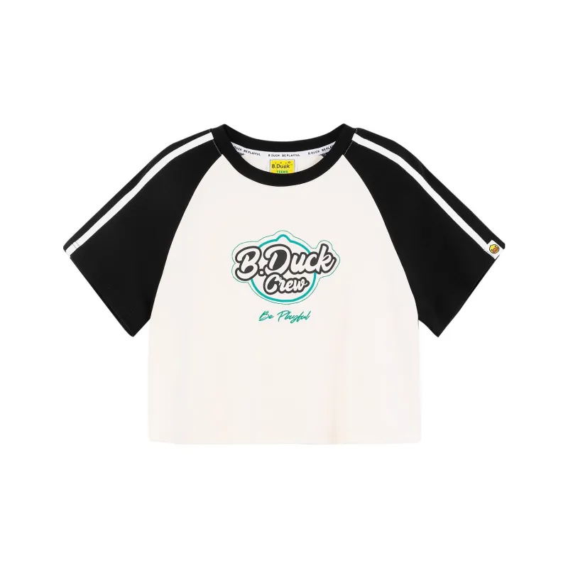 B.Duck Crop Tops Women's Black/White-0