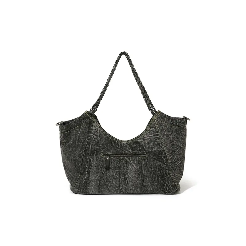 MASTER CANVAS Tote Canvas Bag, Shoulder Bag Unisex Denim Black/Denim Green-3