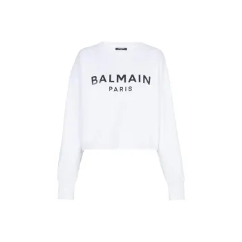 BALMAIN Drop Shoulder Logo Printed Sweatshirt