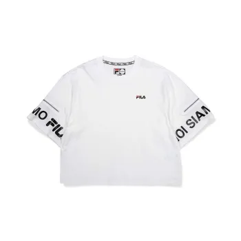 FILA FUSION NOI SIAMO FILA Drop Shoulder Sleeve T-Shirt Women's Standard White