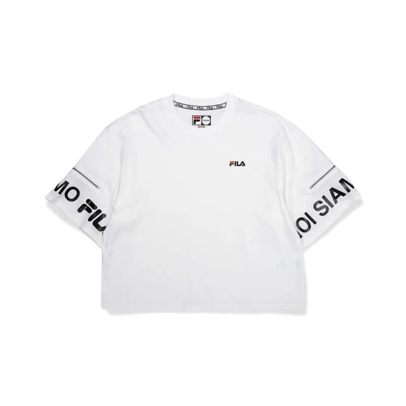 FILA FUSION NOI SIAMO FILA Drop Shoulder Sleeve T-Shirt Women's Standard White-0