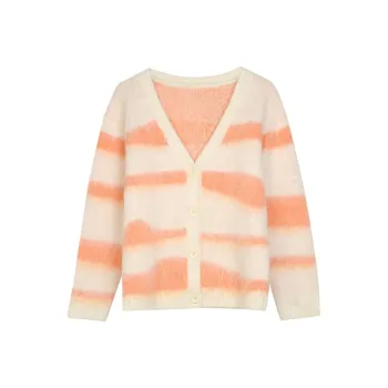 BLUEerror Sweater Women's Orange White Striped