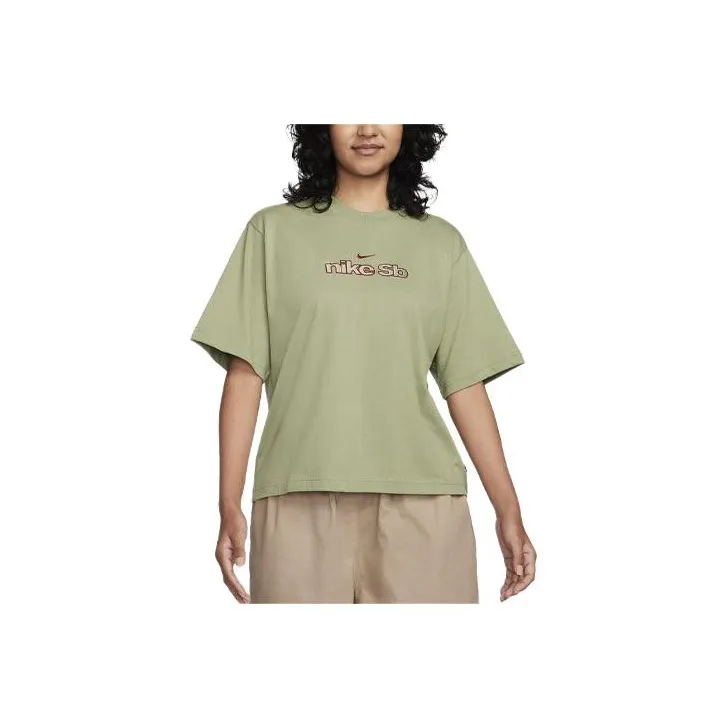Nike Drop Shoulder Sleeve T-Shirt Women's Oil Green-0