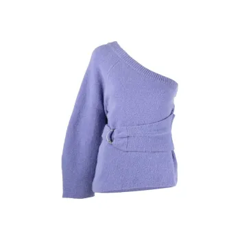 NANUSHKA Asymmetric Belted Knitted Top