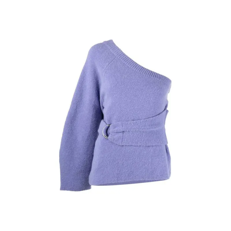 NANUSHKA Asymmetric Belted Knitted Top-0