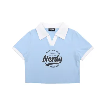Nerdy Crop Tops Women's Sky Blue