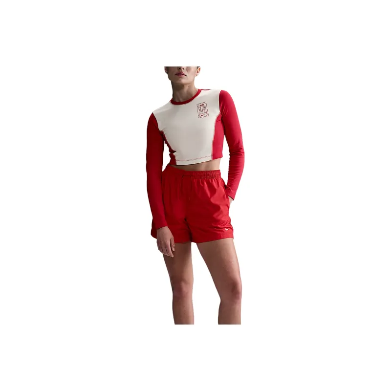 Nike SportswearCourt Manches Longues Pour Femme Crop Tops Women's Fire Red-0