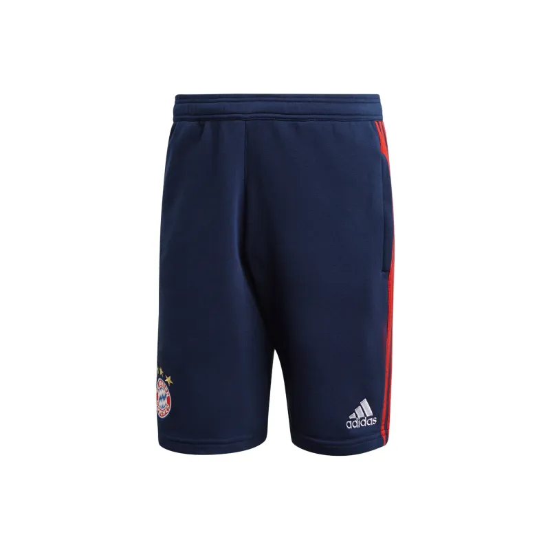 Adidas FC Bayern Munich Soccer Collection 3S SWT SHO Sports Shorts Men's College Navy/Bayern Red-0