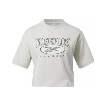 Reebok CL AE BIG LOGO CROP TEE T-Shirt Women's Light Gray
