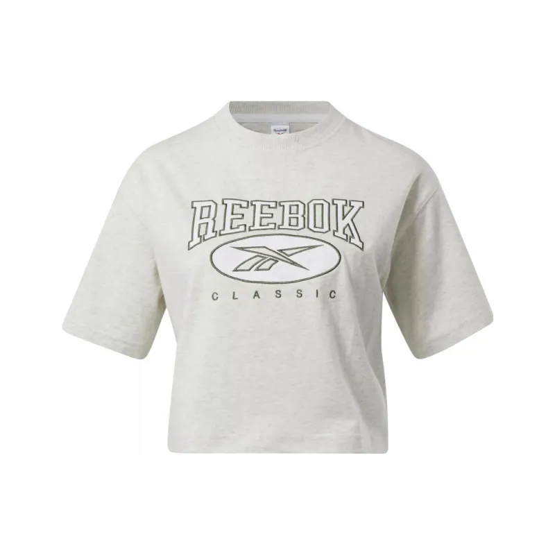 Reebok CL AE BIG LOGO CROP TEE T-Shirt Women's Light Gray-0